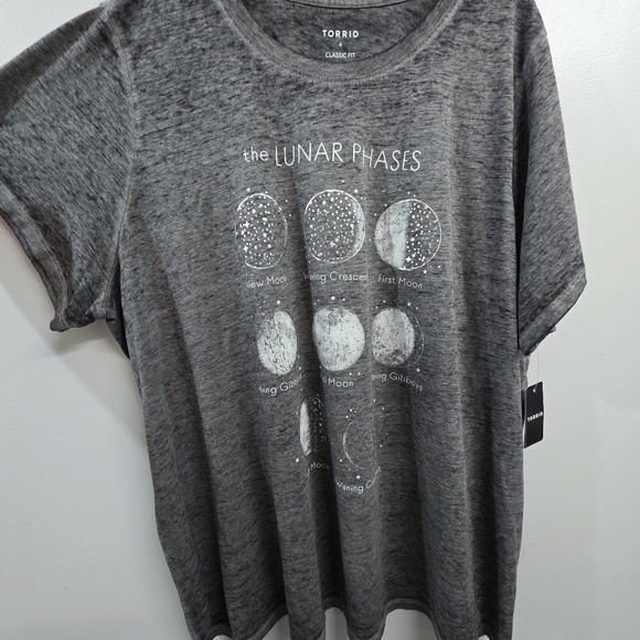 Torrid 4 4X 26 Burnout Cotton Graphic Tee Shirt Top Metallic Lunar Phases Moon - Picture 3 of 5